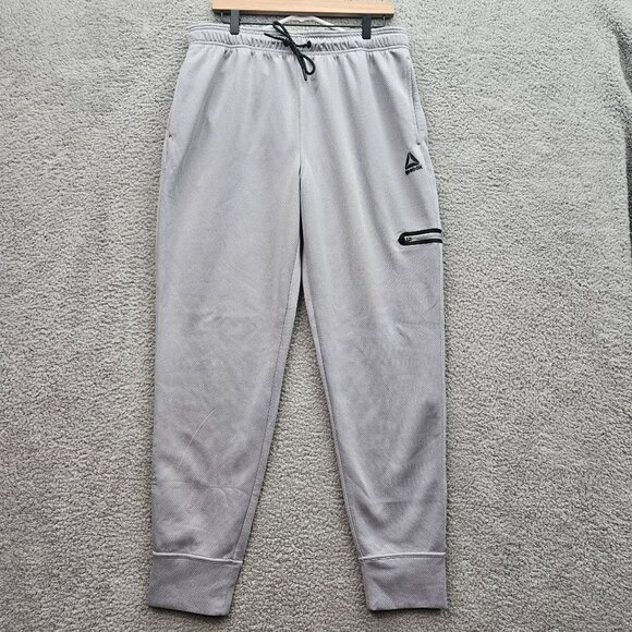 Reebok Mens Gray Joggers sdize large Zipper Pocket Elastic Waistband - Picture 1 of 7